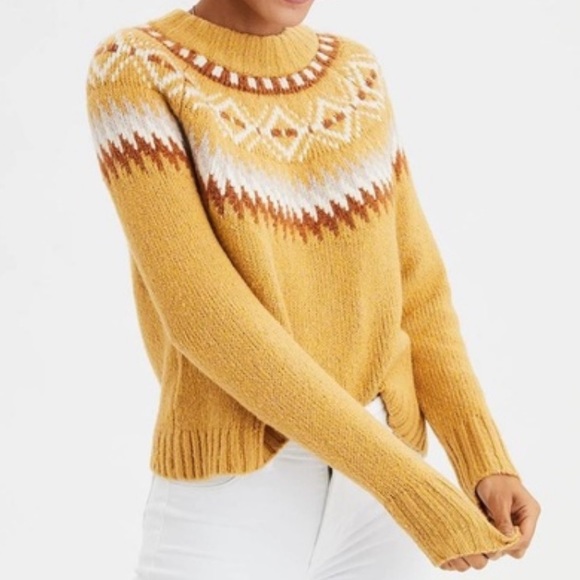 American Eagle Outfitters Sweaters - American Eagle | AEO Yellow Fair Isle Sweater